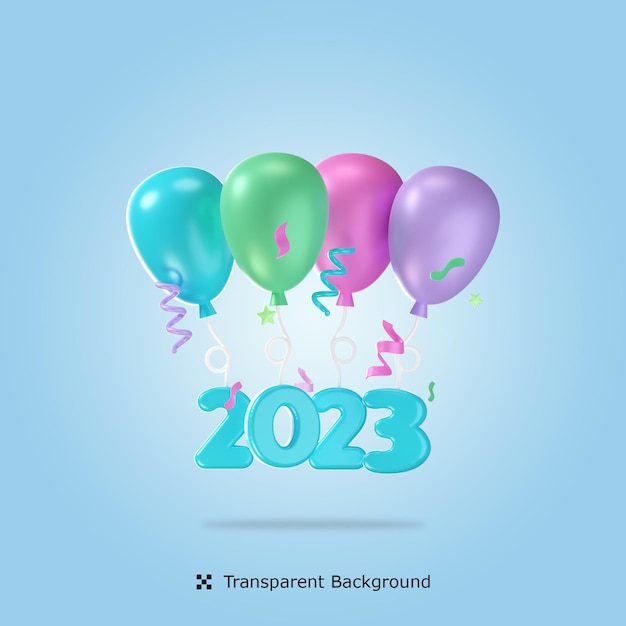 New year balloons 3d icon illustration