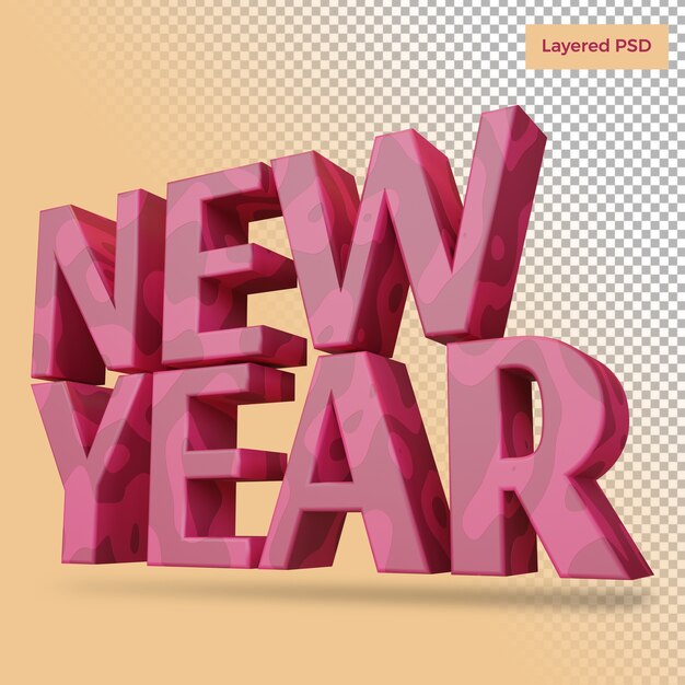 PSD new year bold letter render isolated