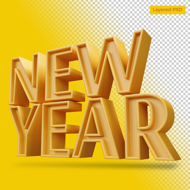 New year bold letter render isolated