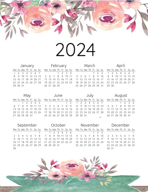 PSD calendario del nuovo anno del 2024