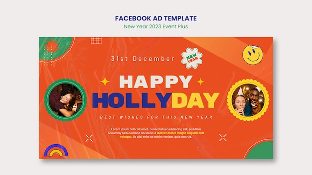 PSD modello di facebook per la celebrazione del nuovo anno