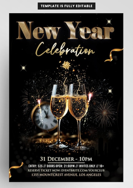 New Year Celebration Flyer Invitation Template Elegant