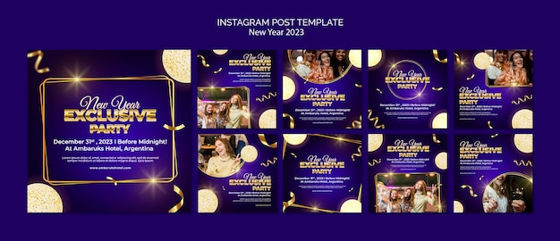 PSD new year celebration instagram posts