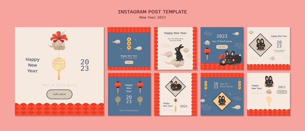 PSD new year celebration instagram posts