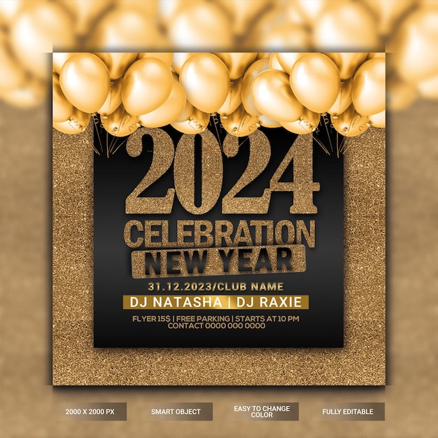 PSD new year celebration party flyer