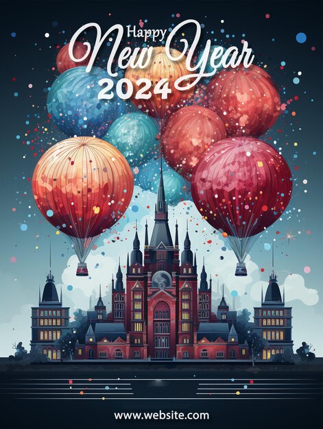 PSD new year celebration poster background