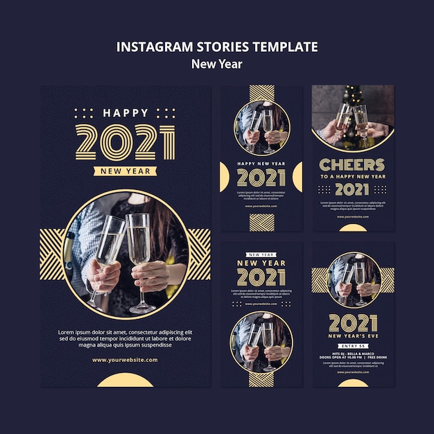 PSD modello di storie di instagram di concetto di nuovo anno