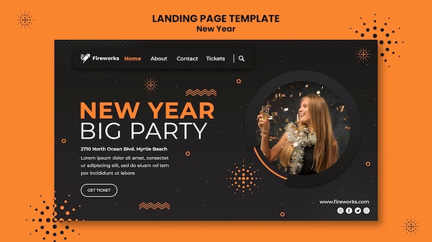 PSD new year concept landing page template