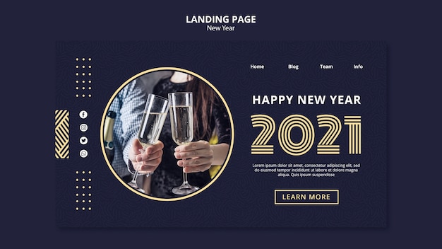 PSD new year concept landing page template