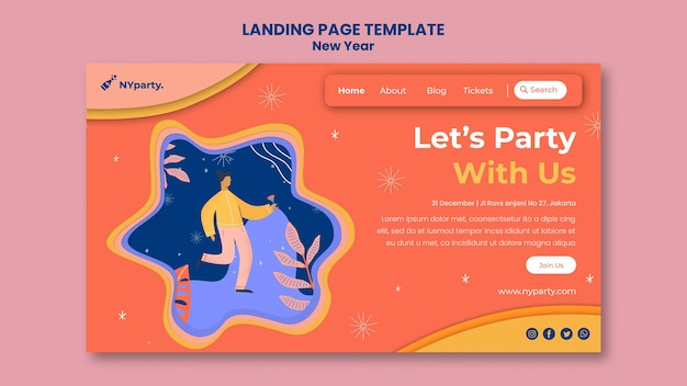 PSD new year concept landing page template