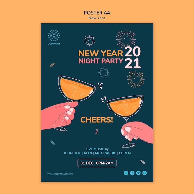 PSD new year concept poster template