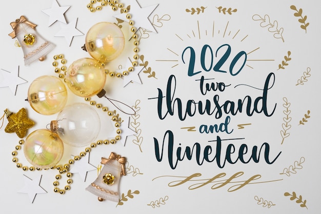 new year concept with christmas balls