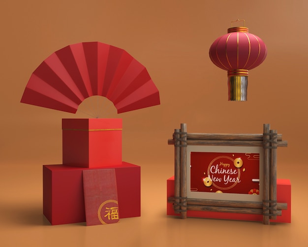 PSD new year decorations set up mock-up