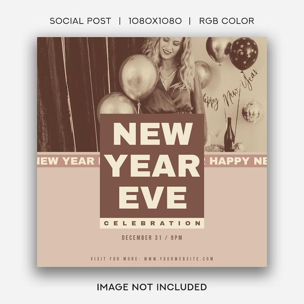 New year eve social post template