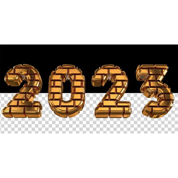 金で作られた新年の数字2023