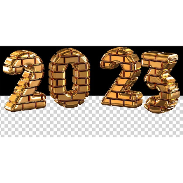 new year figures 2023 made of gold