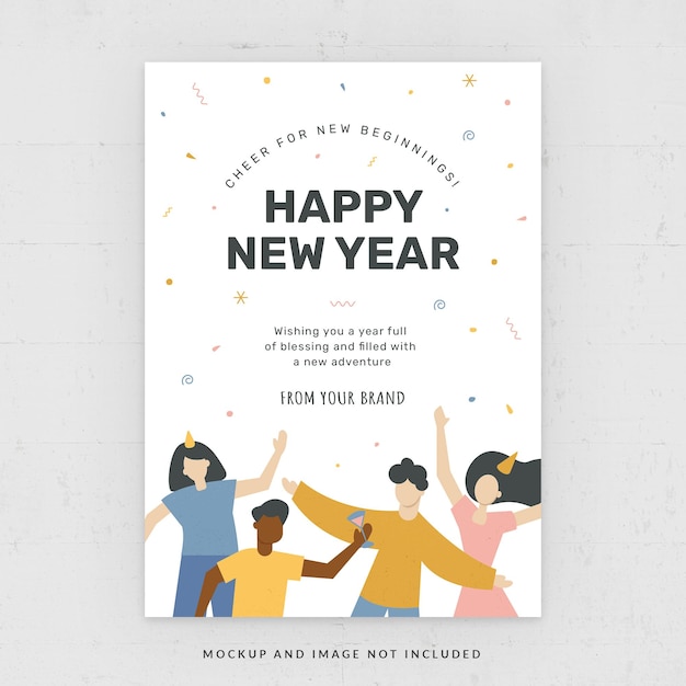 PSD new year hny virtual party flyer template in psd
