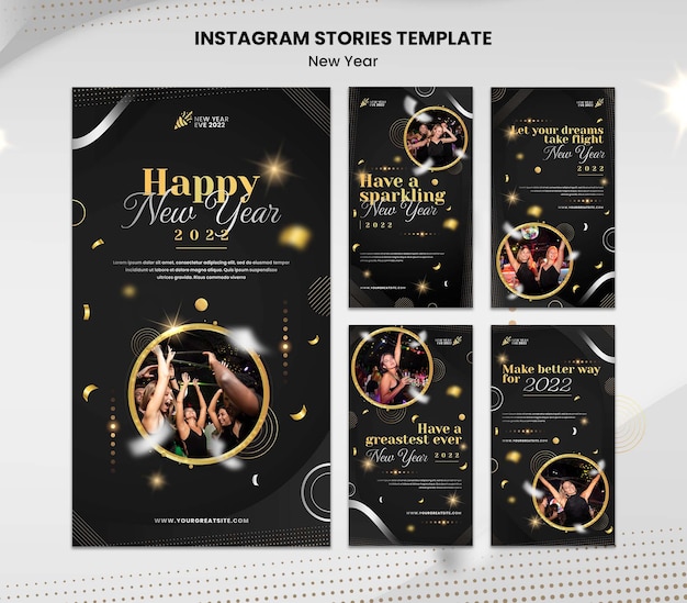 PSD design del modello di storie di instagram di capodanno