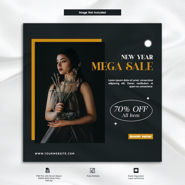 New year mega sale fashion elegant social media template