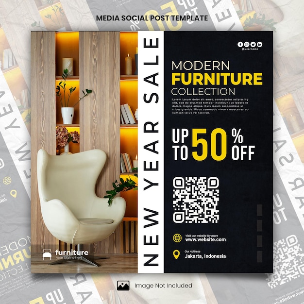 New year modern furniture sale media social post template