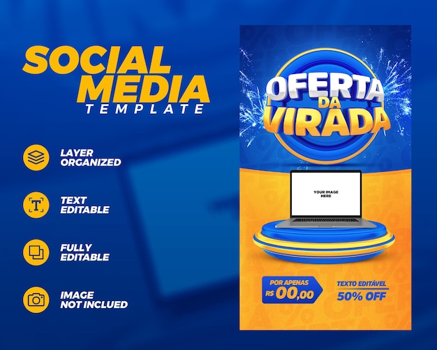 PSD new year offer social media post template