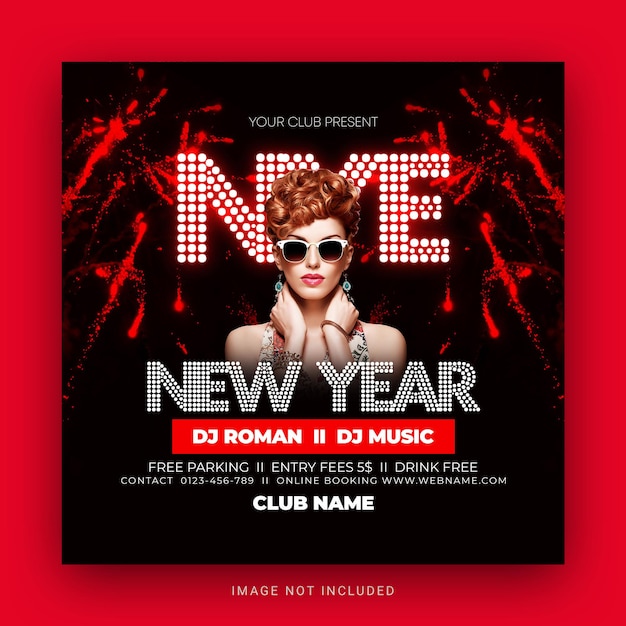 New year party 2022  celebration flyer social media template psd banner