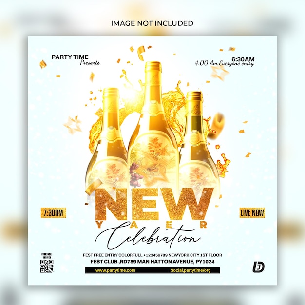 PSD new year party celebration flyer template design