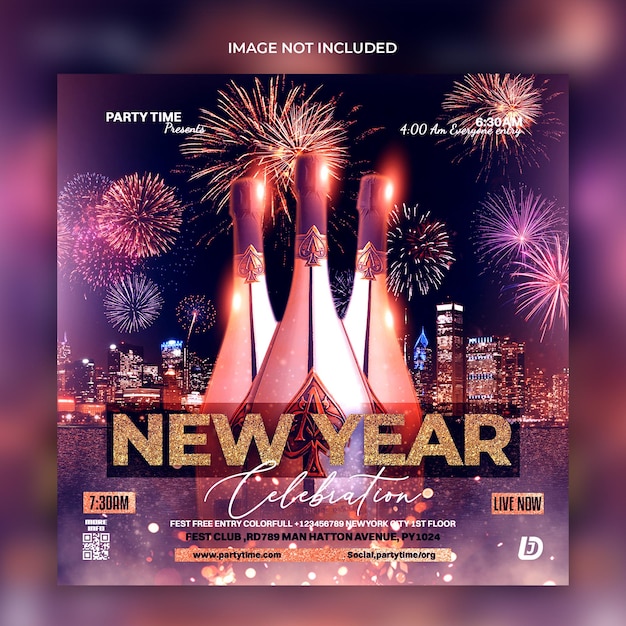 PSD new year party celebration flyer template design