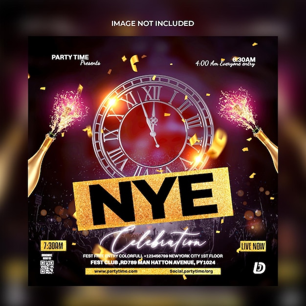 PSD new year party celebration flyer template design