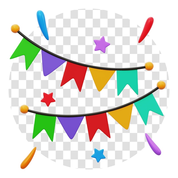 PSD new year party decoration 3d icon transparent background