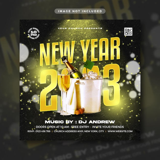 PSD new year party flyer social media post web banner