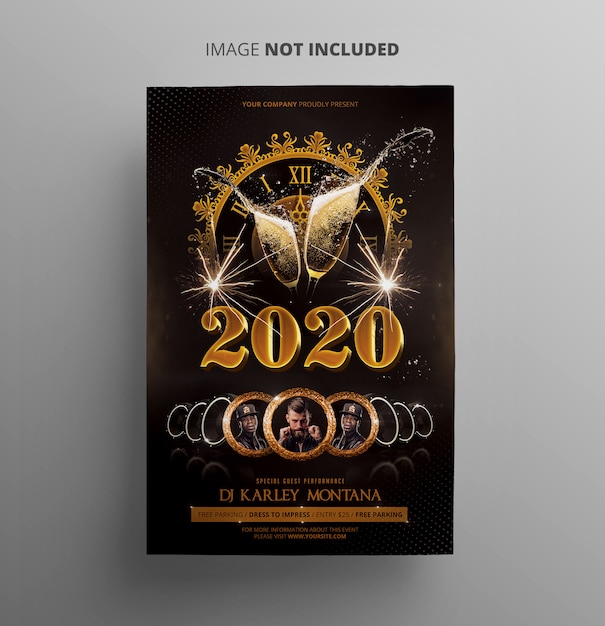 PSD new year party flyer template