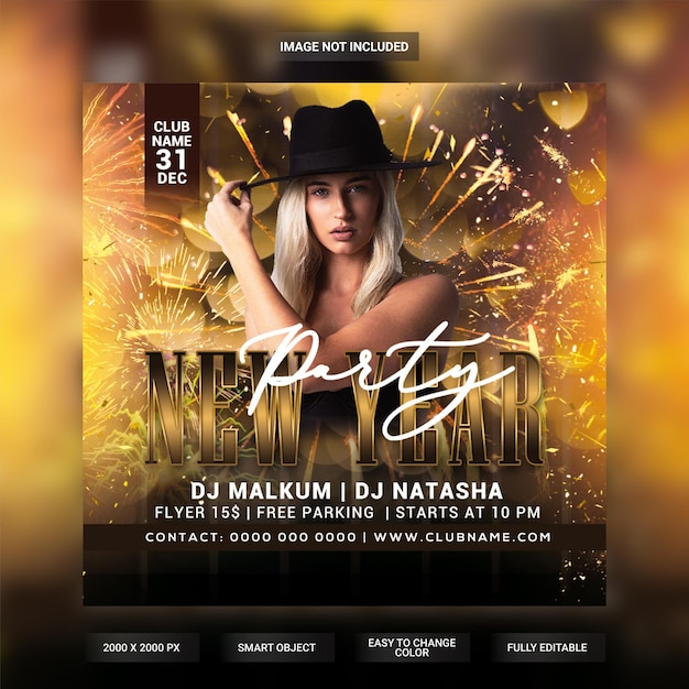 new year party flyer template