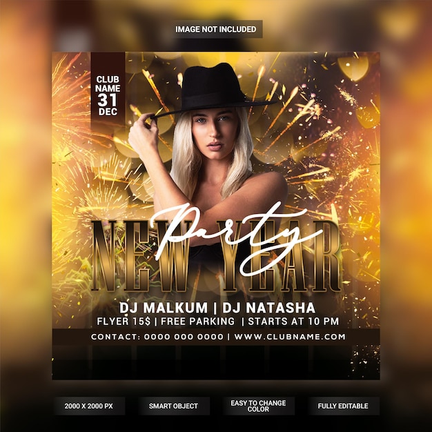 New year party flyer template