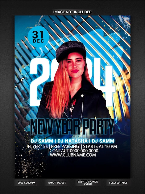 PSD new year party flyer template