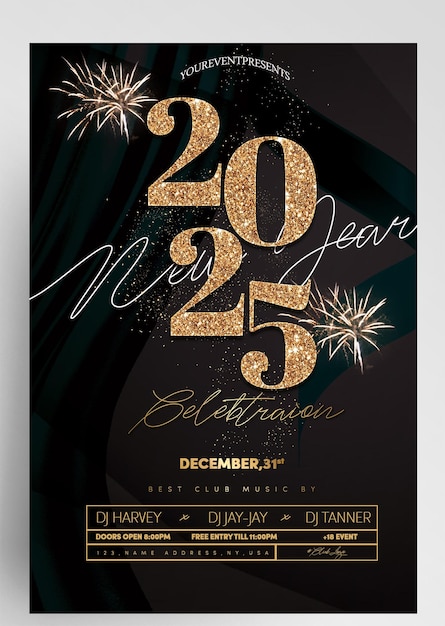 PSD new year party instagram banner flyer design