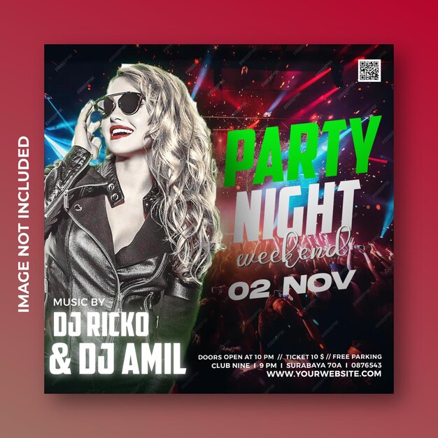 New year party social media post design template