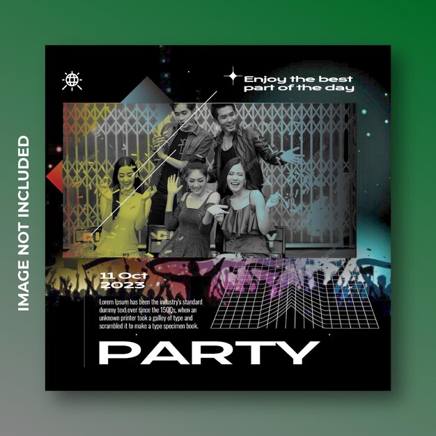 PSD new year party social media post design template