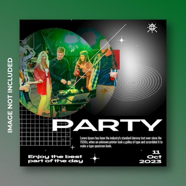 PSD new year party social media post design template