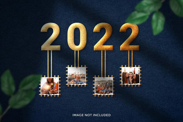 Modello di cornice per foto di capodanno felice anno nuovo 2020