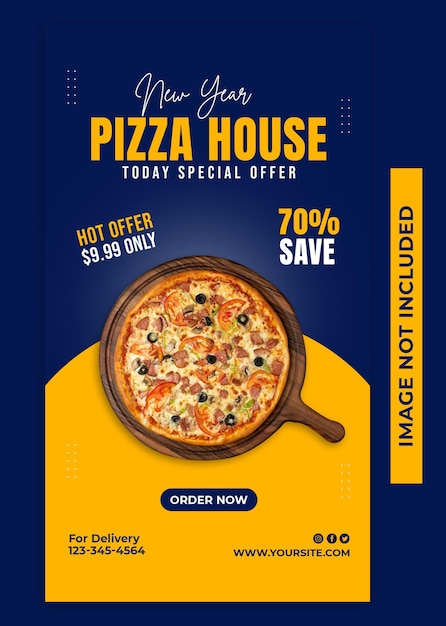 PSD new year pizza house instagram story post design