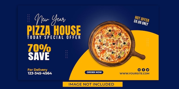 PSD new year pizza house web banner post design