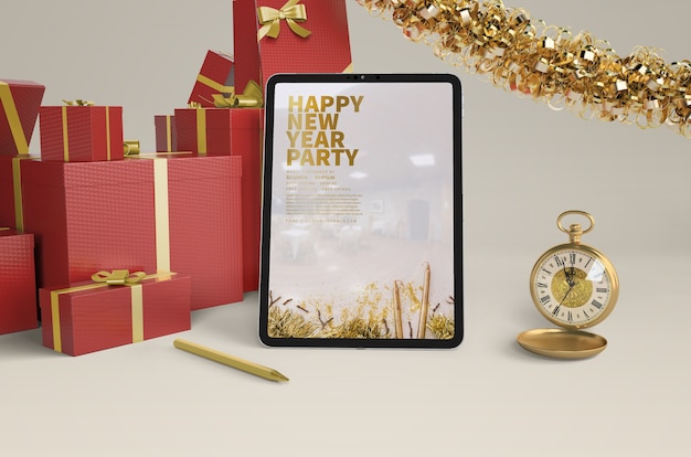 New year presents with ipad mock-up