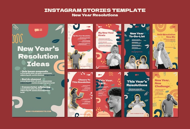 PSD new year resolutions instagram stories