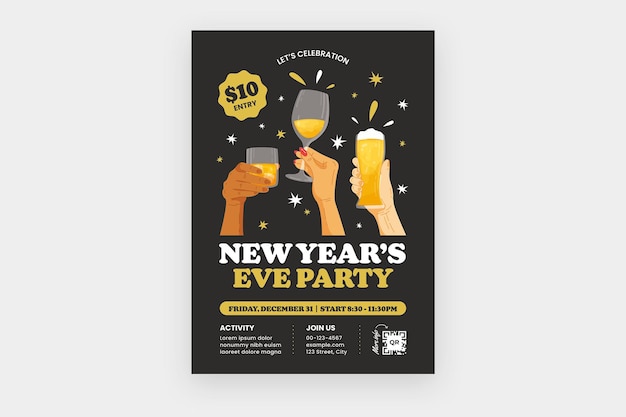 New year's eve party flyer template in psd v1