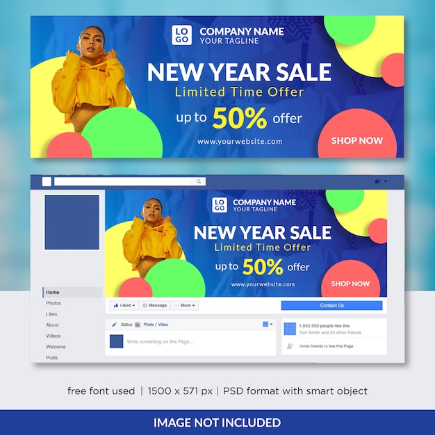 PSD new year sale facebook banner