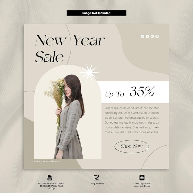 new year sale fashion product elegant social media template