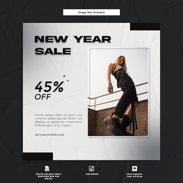 New year sale fashion product minimalist social media template