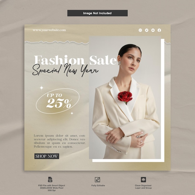new year sale fashion women social media template design