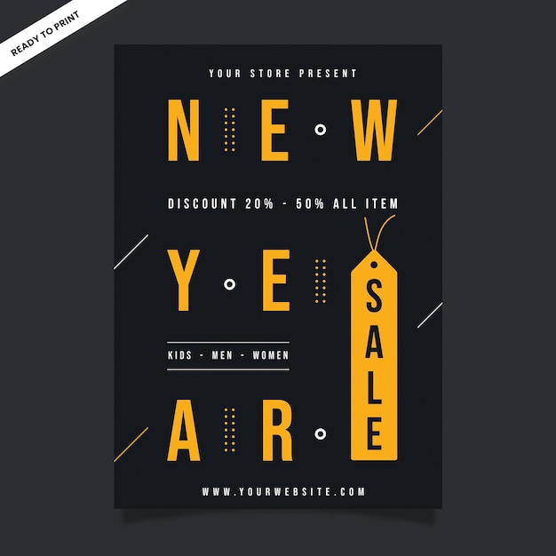 PSD new year sale flyer template